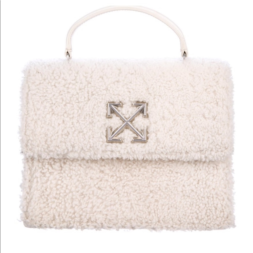 Off-White Shearling Jitney 2.8 Top Handle Bag